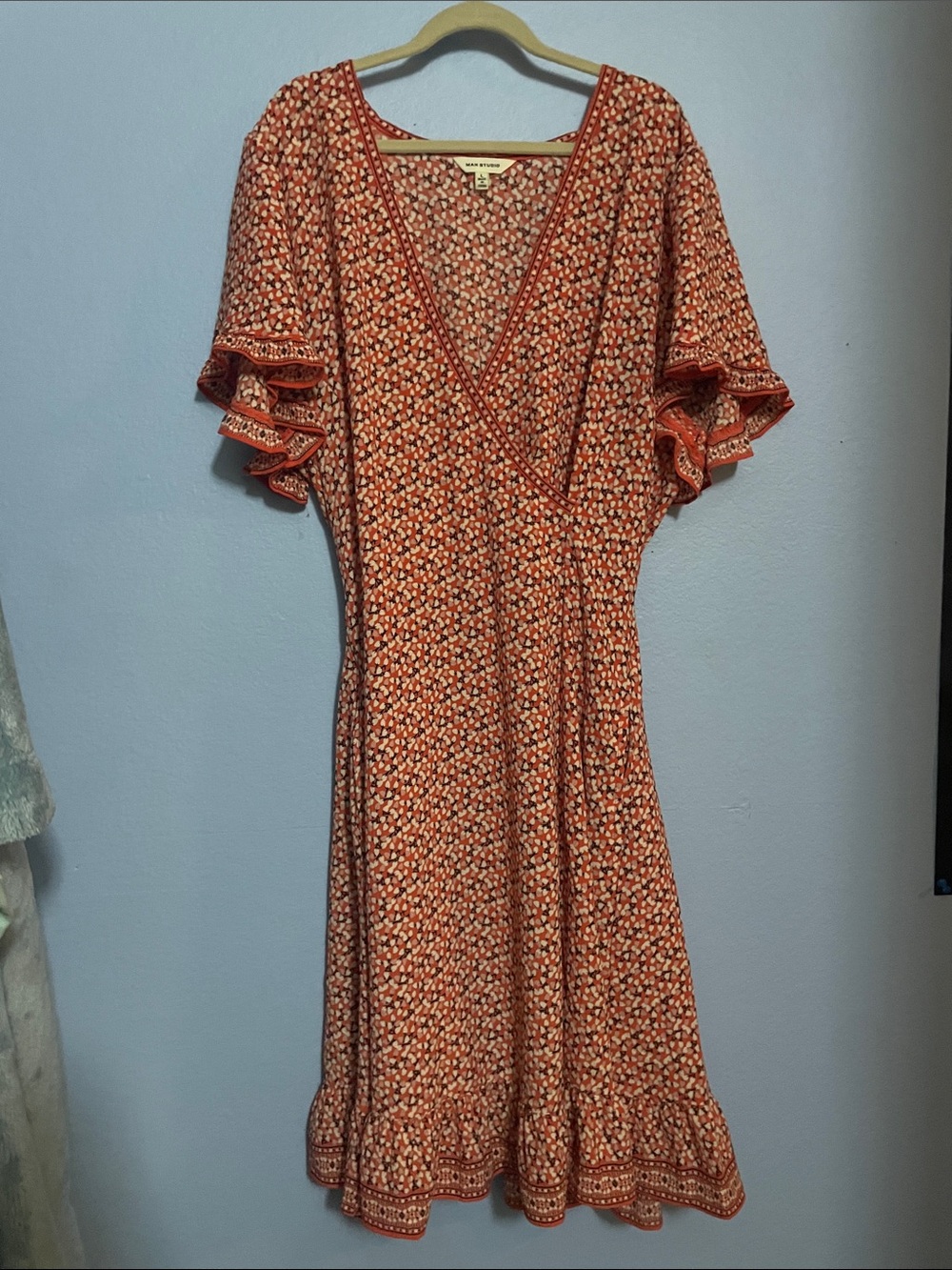 Orange Patterned Boho Dress